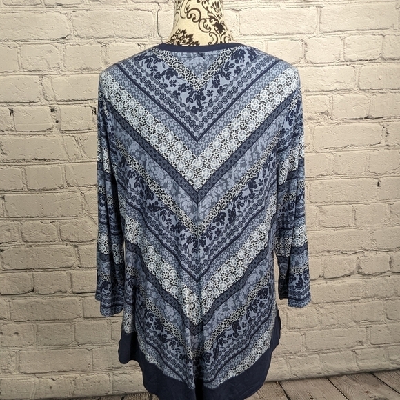 Croft & BARROW WOMENS LONG SLEEVE STRETCH KNIT GEOMETRIC PRINT PLUS SIZE 2X B23 - Picture 10 of 10